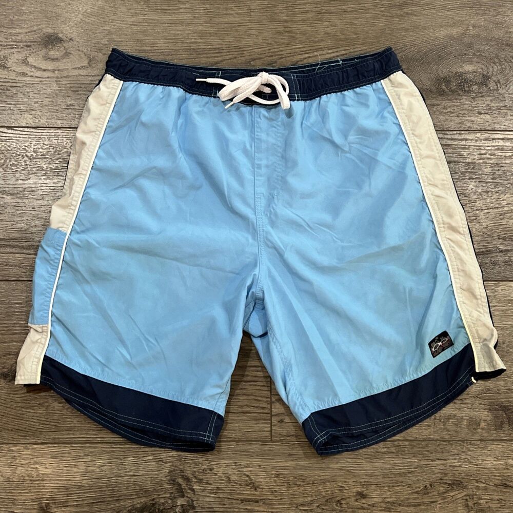 Vintage 90s Ocean Pacific OP Light Blue Board Shorts Swim Trunks Surf Mens Large